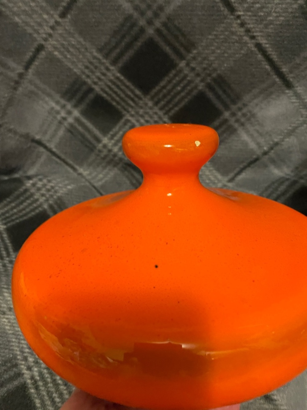 1970s Ceramic Cookie Canister with Orange Lid - Picture 7 of 9